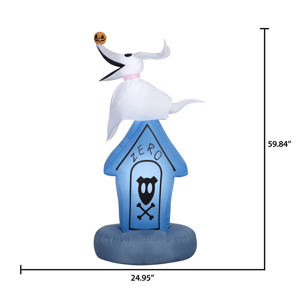 Airblown Halloween Light Zero on Teal Doghouse Tombstone Disney Yard Inflatable 5 ft