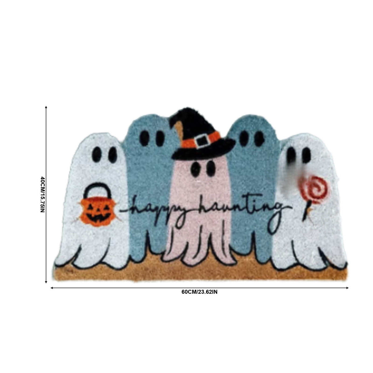 LOWLHOME Ghost Halloween Doormat, Cute Ghosts Front Entrance Rug, Durable Polyester Doormat for Porch, Entryway, Patio, and Outdoor Use, Spooky Fall Decor for Home, 15.75 in