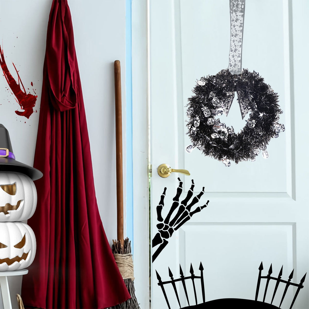 YIMWNYI Halloween Garland Wreath Decoration, Halloween Decor, Halloween Door Wreath, Indoor Outdoor Decoration, Fall Decor, Festive Wreath for Home
