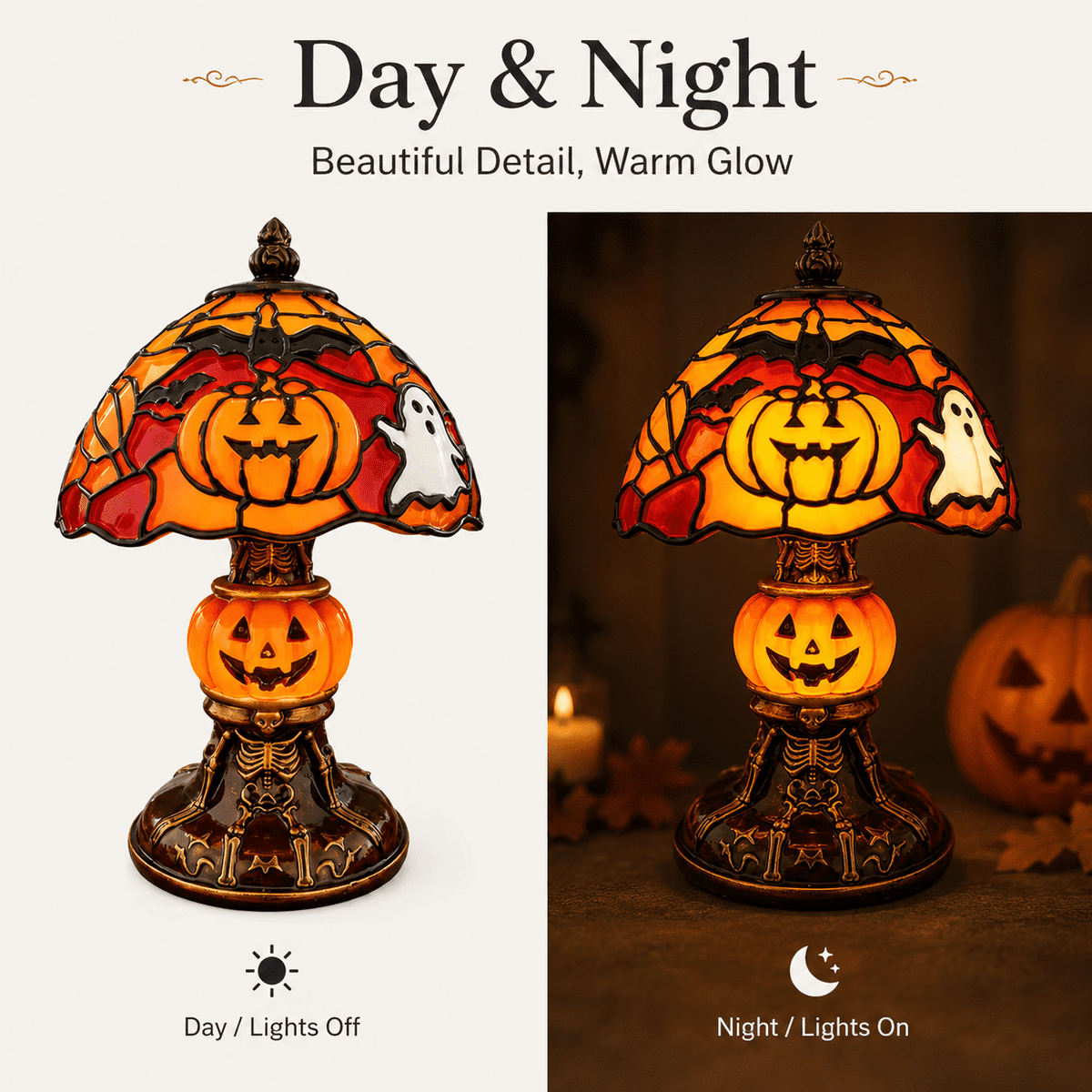 Diceymbol 11.81 Inch Halloween Ghost Night Light, Witch Hat Ghost Lamp with Jack O Lantern, Halloween Decorations Indoor for Table Mantel Party Decor