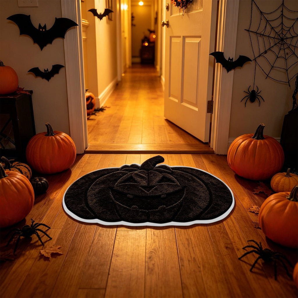 Halloween Door Mat Pumpkin Shaped Non-Absorbent Skidproof Mat 15.75x23.62in Polyester Skidproof & Weather Resistant for Front Door Porch Indoor Outdoor Halloween Door Mat by MPOISVA