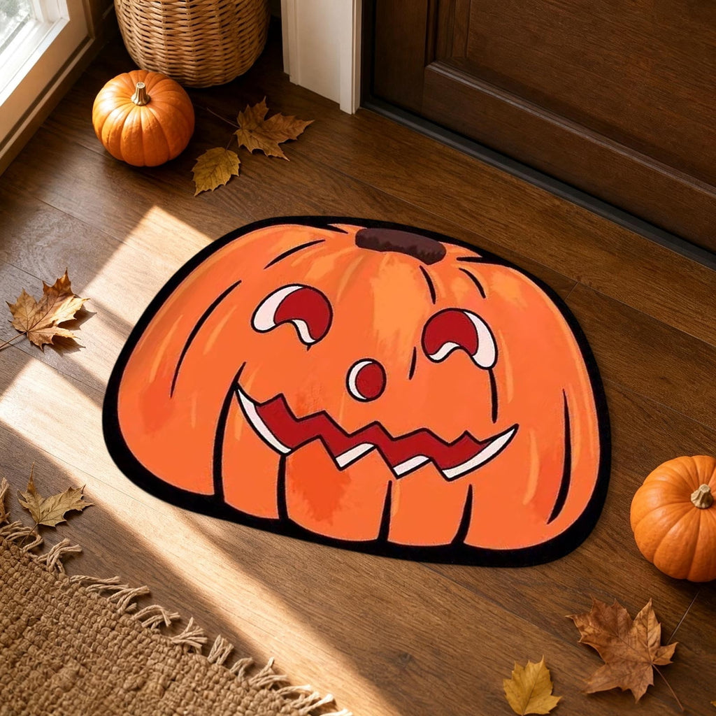 Halloween Door Mat Pumpkin Shaped Non-Absorbent Skidproof Mat 15.75x23.62in Polyester Skidproof & Weather Resistant for Front Door Porch Indoor Outdoor Halloween Door Mat by MPOISVA
