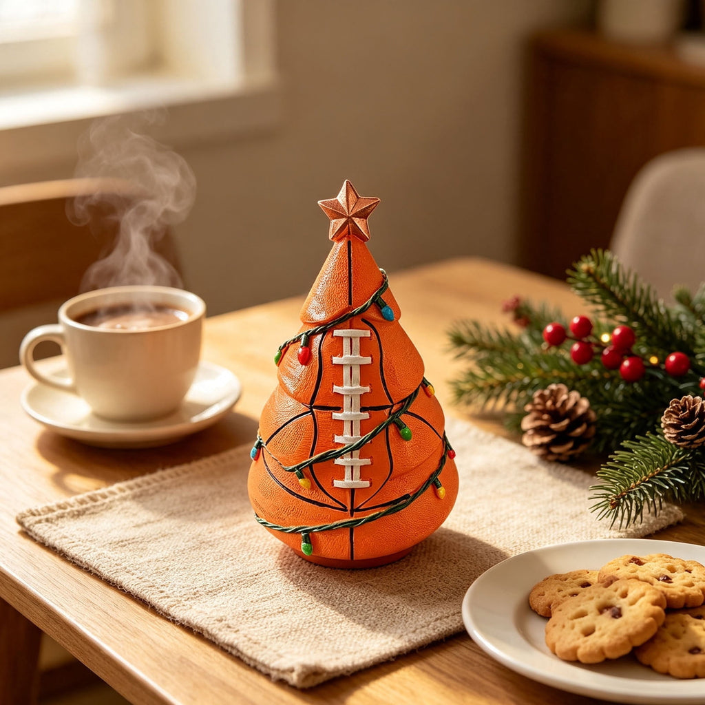 Christmas in july Decorations, Christmas Tree Resin Figurine, Sports Themed Tabletop Decor for Fall Thanksgiving Summerween, Unique Holiday Gift