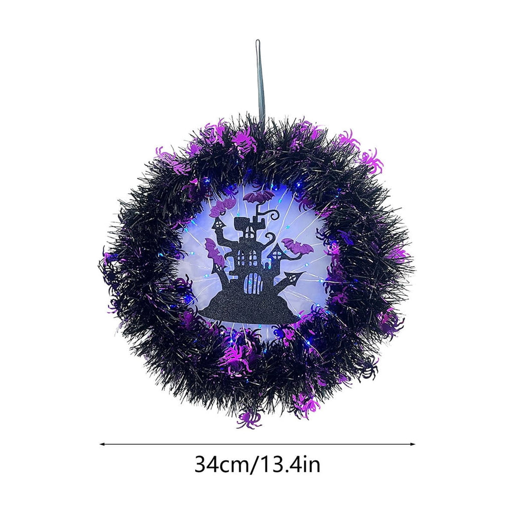 Hotyverty Halloween Wreath for Front Door, 13.77 Inch, Skull With Black Bow Wreath Halloween Decorations For Covered Outdoor Door & Farmhouse Gothic Home Ornament