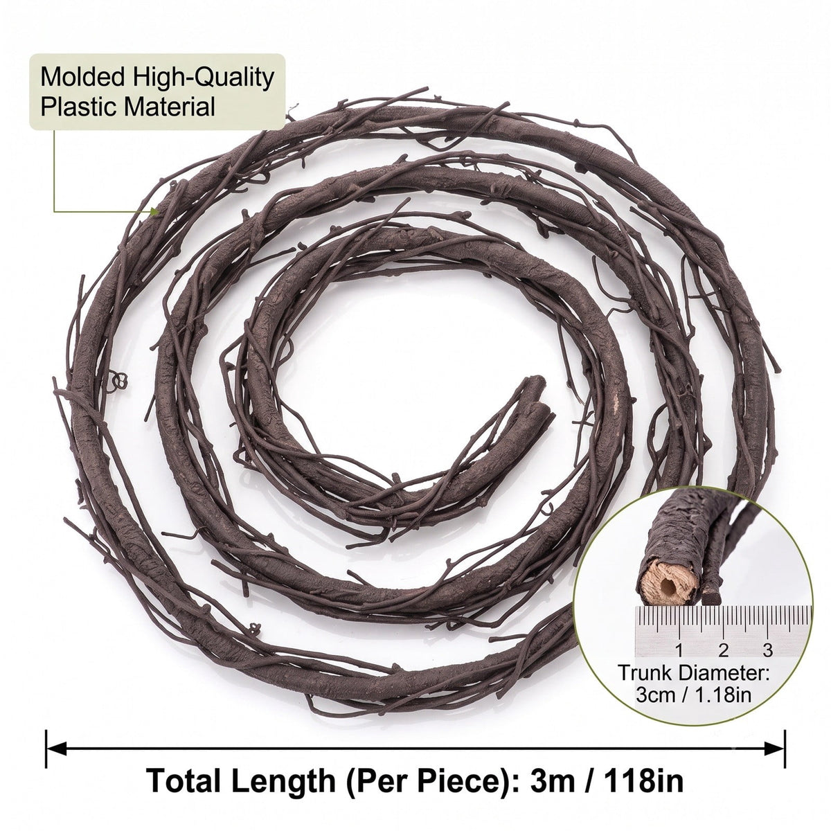 BiFandian Artificial Flexible Tree Branch, Brown Faux Garland Twig Rattan Decoration for Home Wall Fireplace, Halloween Decorations Indoor Outdoor Wreaths for Mantel, Staircase, Doorway