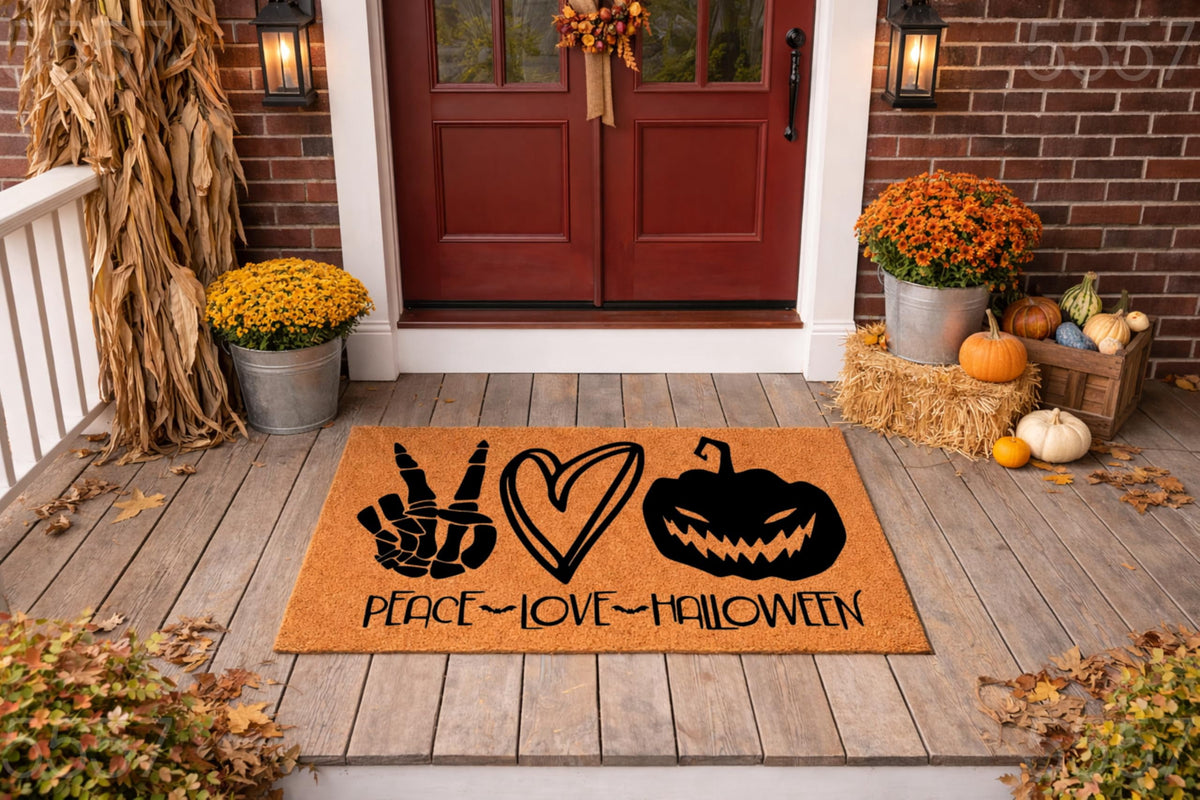 Halloween Doormat - Peace Love Halloween Welcome Door Mat (18" x 30")