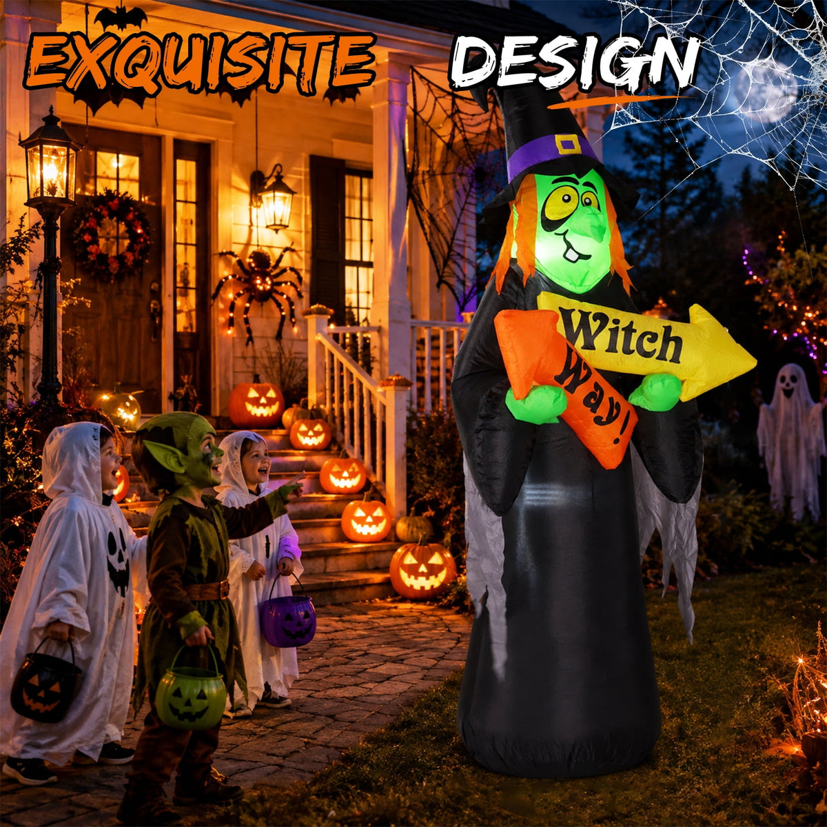 6FT Halloween Inflatable Ghost Pumpkin Decorations with LED Lights, 3 Ghosts Inflatable Yard Decorations for Outdoor Lawn Garden Porch Indoor Party Decorations