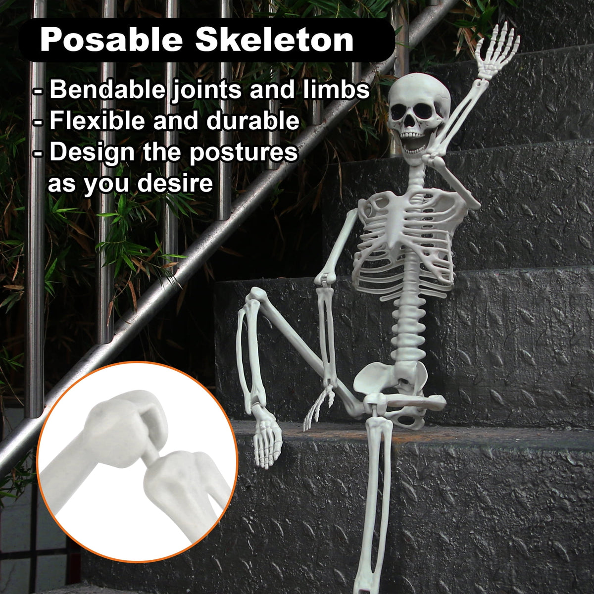 Gamexcel Scary Props Decoration, with Bag, Halloween Skeleton Bones Skull, Life Size, for Graveyard Scene Haunted Houses, 35 Pieces
