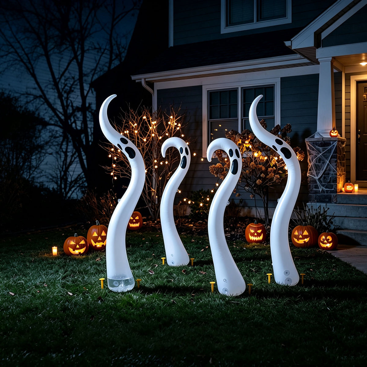 4Pack Halloween Decoration Inflatable Ghost,Scary Giant Inflatable Ghost Outdoor Decoration for Halloween Garden Haunted House,Funny Twisted Ghost Trick or Treat Party Props