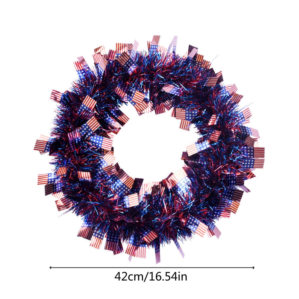 AZXY 20 Inch 4th of July Patriotic Wreath, Red White Blue Mesh Wreath with American Flag Star & Stripe Ribbons, Patriotic Americana Decor for Independence Day Memorial Day Front Door Indoor Outdoor