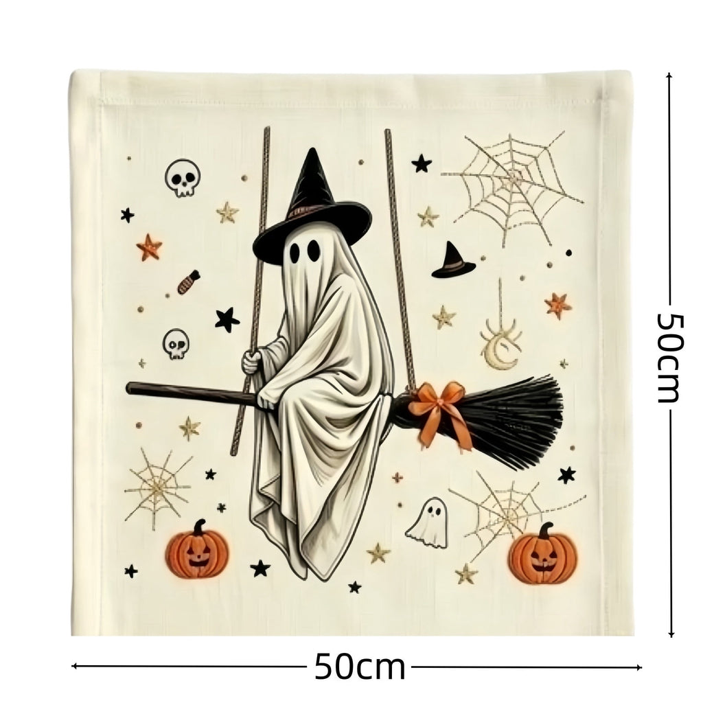 Cute Reading Ghost Plush Throw Pillow, Halloween Book & Pumpkin Bucket Ghost Stuffed Cushion, Spooky Season Decorative Pillow, for Sofa, Bedroom, Party Decor