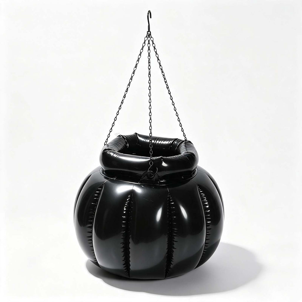 JHRGJIO Inflatable Witch Cauldron Cooler Stand Base, Hanging Pumpkin Ice Bucket with Mist Maker Fog Effect, Halloween Party Drink Chiller for Backyard Patio Outdoor Use