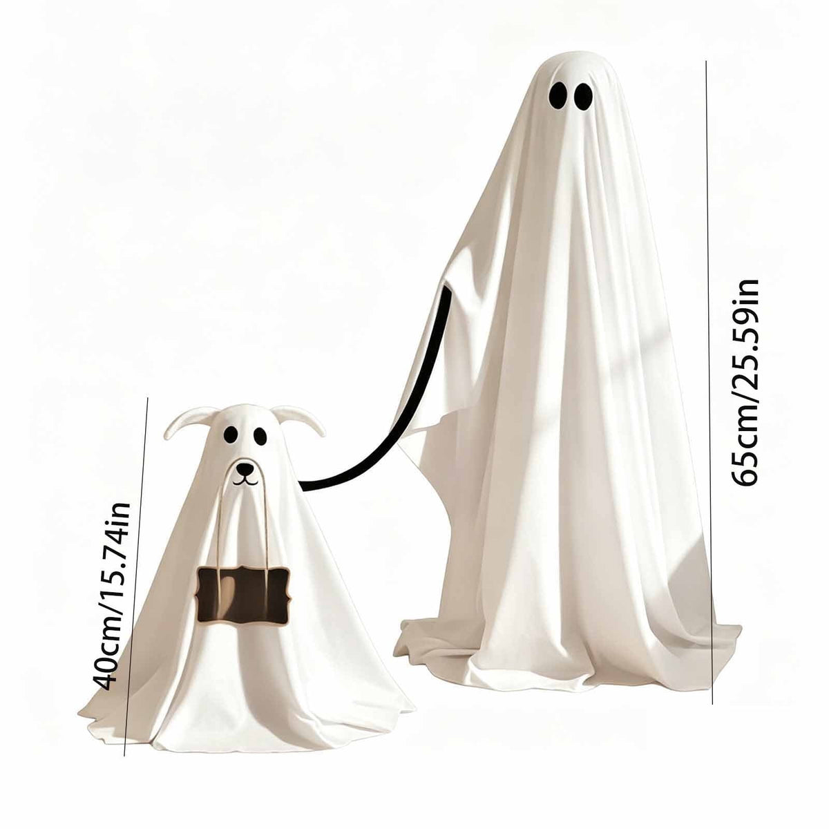 Light Up 2.1 Ft Ghost Walking Dog 2 Pcs, Halloween Ghost Decoration, Adjustable Standing Porch Yard Lawn Decor, Modern Farmhouse Halloween Yard Decor (A)