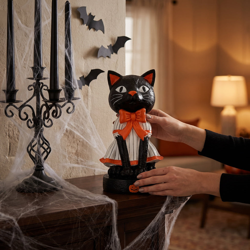 Resin Vintage Cat Decoration, Multicolor, 8.7", Halloween by Way To Celebrate