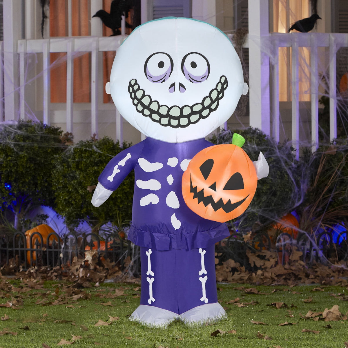Gemmy Halloween Inflatable Barrel with Jack O' Lantern, 4 ft Tall, Multi