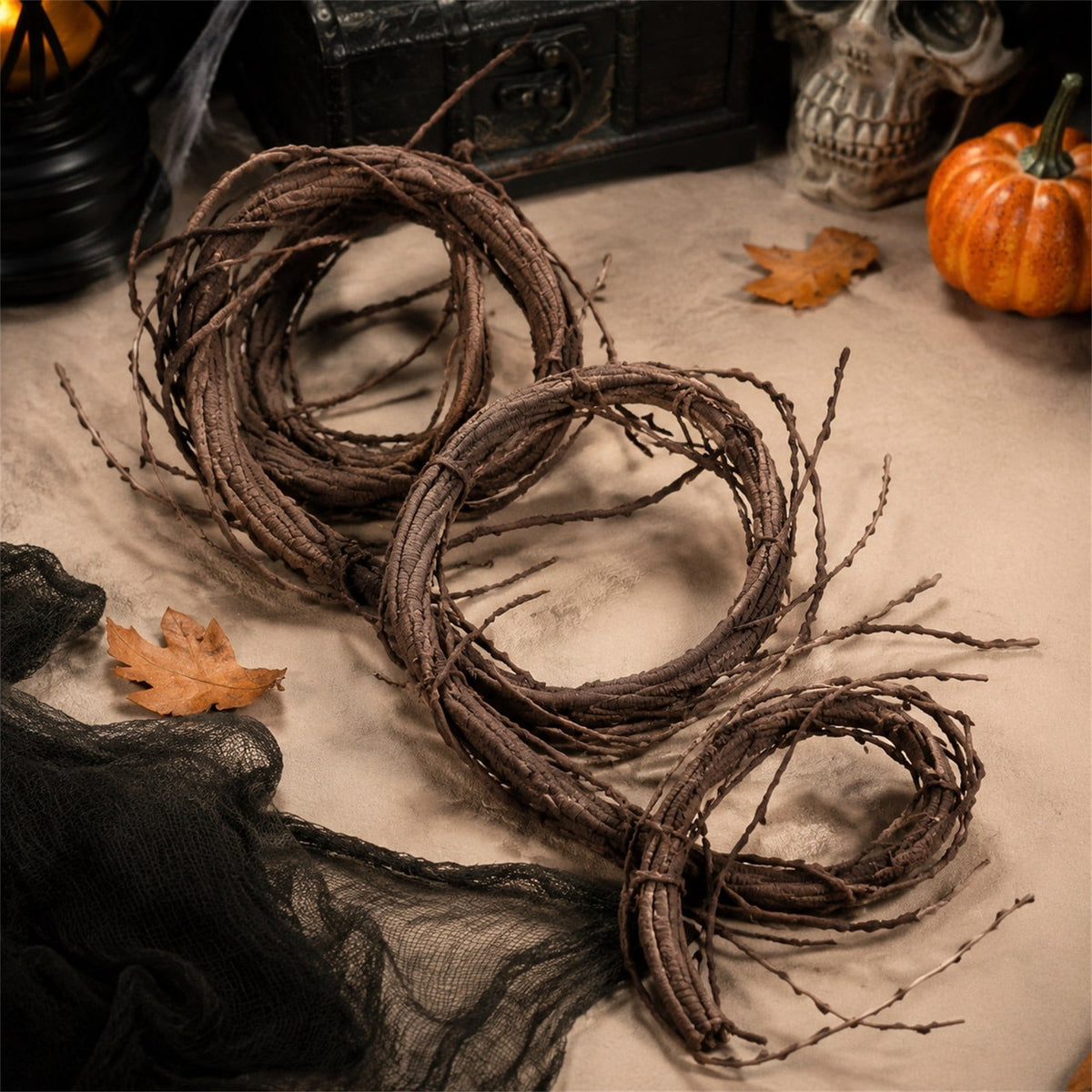 BiFandian Artificial Flexible Tree Branch, Brown Faux Garland Twig Rattan Decoration for Home Wall Fireplace, Halloween Decorations Indoor Outdoor Wreaths for Mantel, Staircase, Doorway