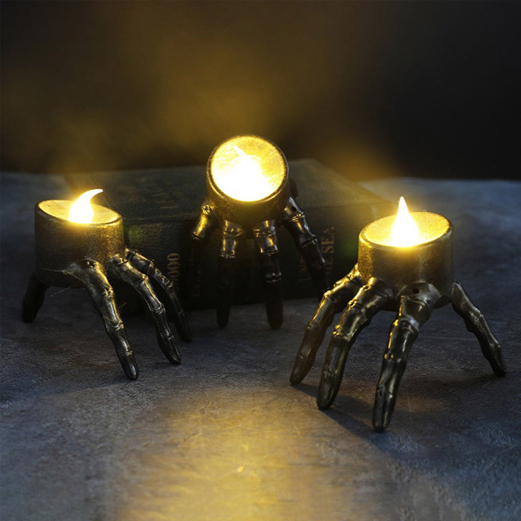 Halloween Spooky Skeleton Hand Candle Flameless Candle Lamp Scary Spooky Candle Halloween Decoration Lights