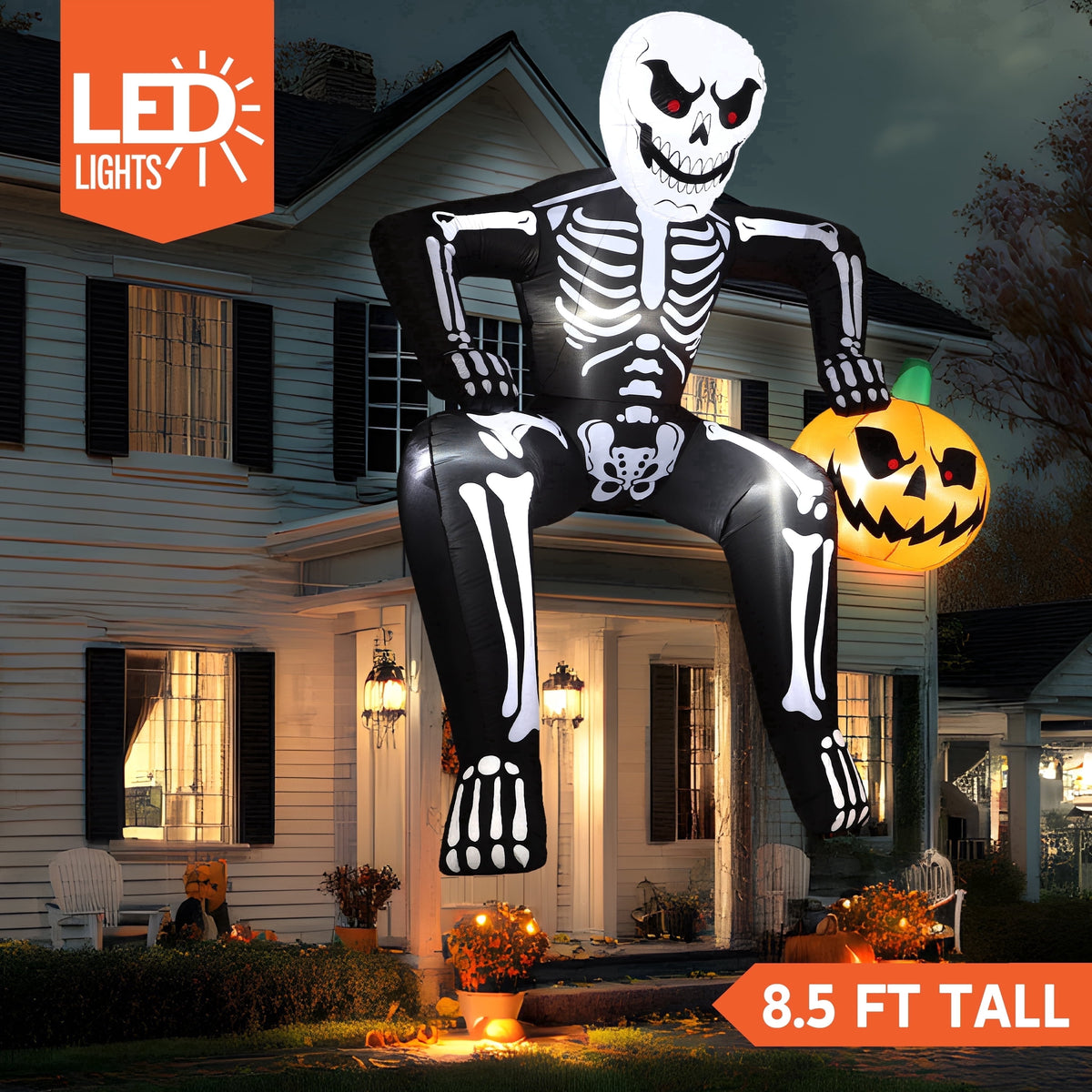 Joyfy 4.5 FT Halloween Inflatable Decorations Outdoor Scary Flying Ghost Broke Out from Window with Built-in LED Blow Up Inflatable for Window Decoration Yard Garden Lawn Decor