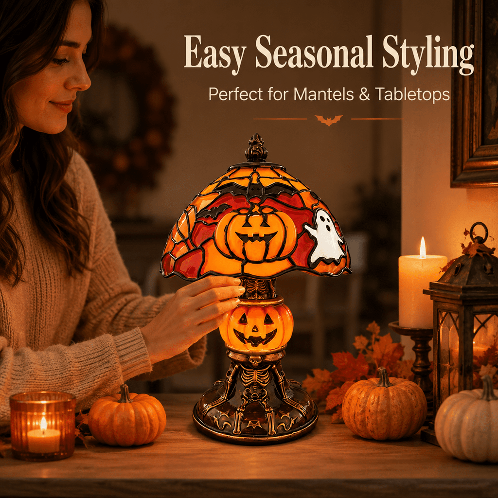 Diceymbol 11.81 Inch Halloween Ghost Night Light, Witch Hat Ghost Lamp with Jack O Lantern, Halloween Decorations Indoor for Table Mantel Party Decor