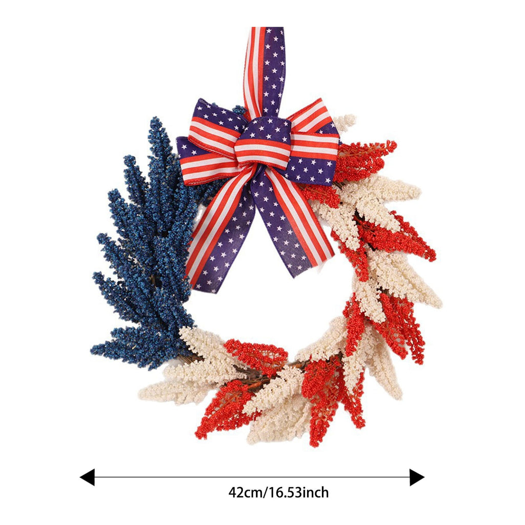 AZXY 20 Inch 4th of July Patriotic Wreath, Red White Blue Mesh Wreath with American Flag Star & Stripe Ribbons, Patriotic Americana Decor for Independence Day Memorial Day Front Door Indoor Outdoor