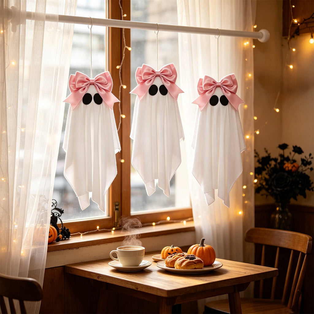 AuroraX Halloween Ghost Decor Outdoor Halloween Decoration Courtyard Tabletop Desktop Haunted Halloween Decoration for Yard Garden Pink