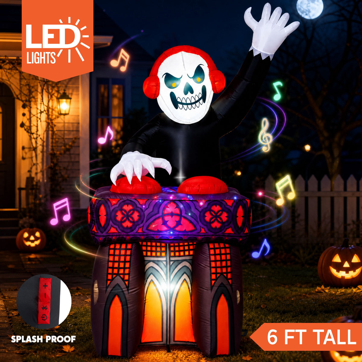 Joyfy 8 FT Halloween Inflatable Skeleton Dinosaur with Build-in LEDs Pumpkin Decorations,Halloween Outdoor Decorations Blow up Yard Decorations