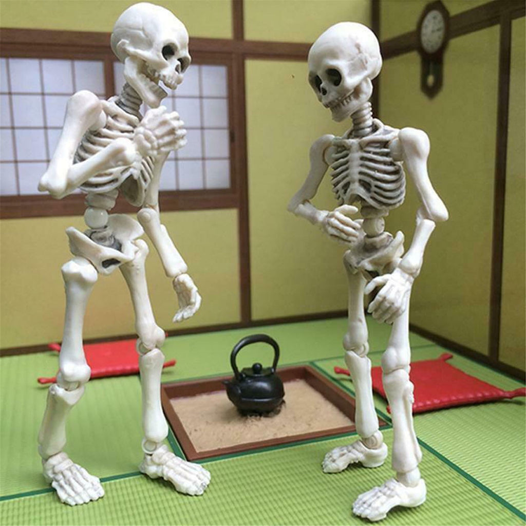 Fankiway Halloween Movable Skeleton Human Model Skull Full Body Mini Figure Toy , Decorations Skull Full Body Realistic Faux Human Skeleton Skull Decor