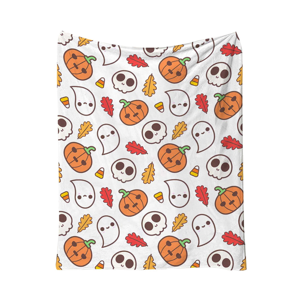 Halloween blanket,Halloween Print Throw Blanket Flannel Soft Cozy Decorative Nap Blanket with Ghost Pumpkin Skull for Office Bedroom Sofa Camping Travel(100x150cm/39x59 Inch),Black