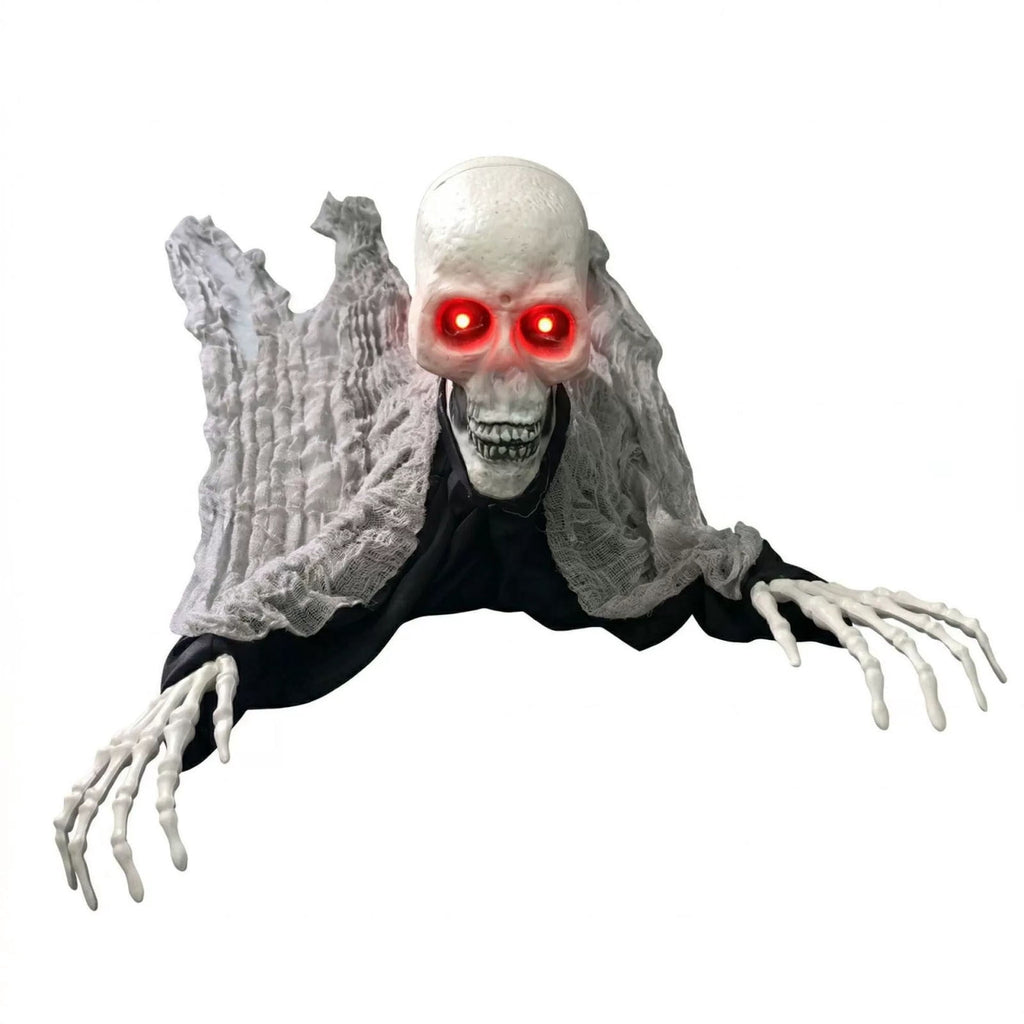 BiFandian Skull Halloween Outdoor Groundbreaker, Ground Crawling Skeleton Ghost Prop with Sound and Flashing Eyes, Skeleton Animatronic Decor for Yard Garden Outside Lawn Decoration