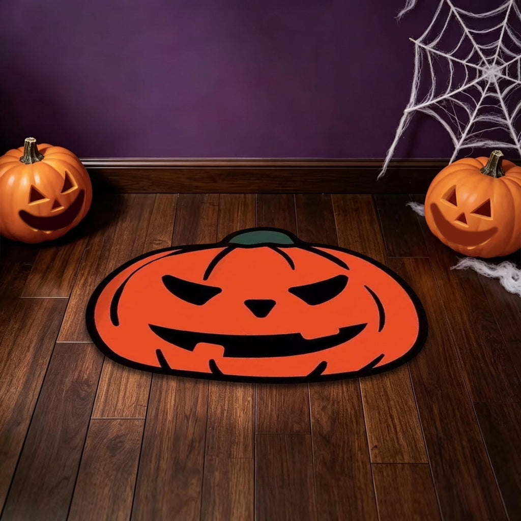Halloween Door Mat Pumpkin Shaped Non-Absorbent Skidproof Mat 15.75x23.62in Polyester Skidproof & Weather Resistant for Front Door Porch Indoor Outdoor Halloween Door Mat by MPOISVA