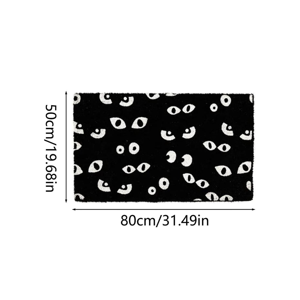 AHGQT Funny Green Eyes Cat Bathroom Rug, 31’’x19’’ Non Slip Machine Washable Mat, Spooky Halloween Rug Decor for Home Bedroom Shower Floor
