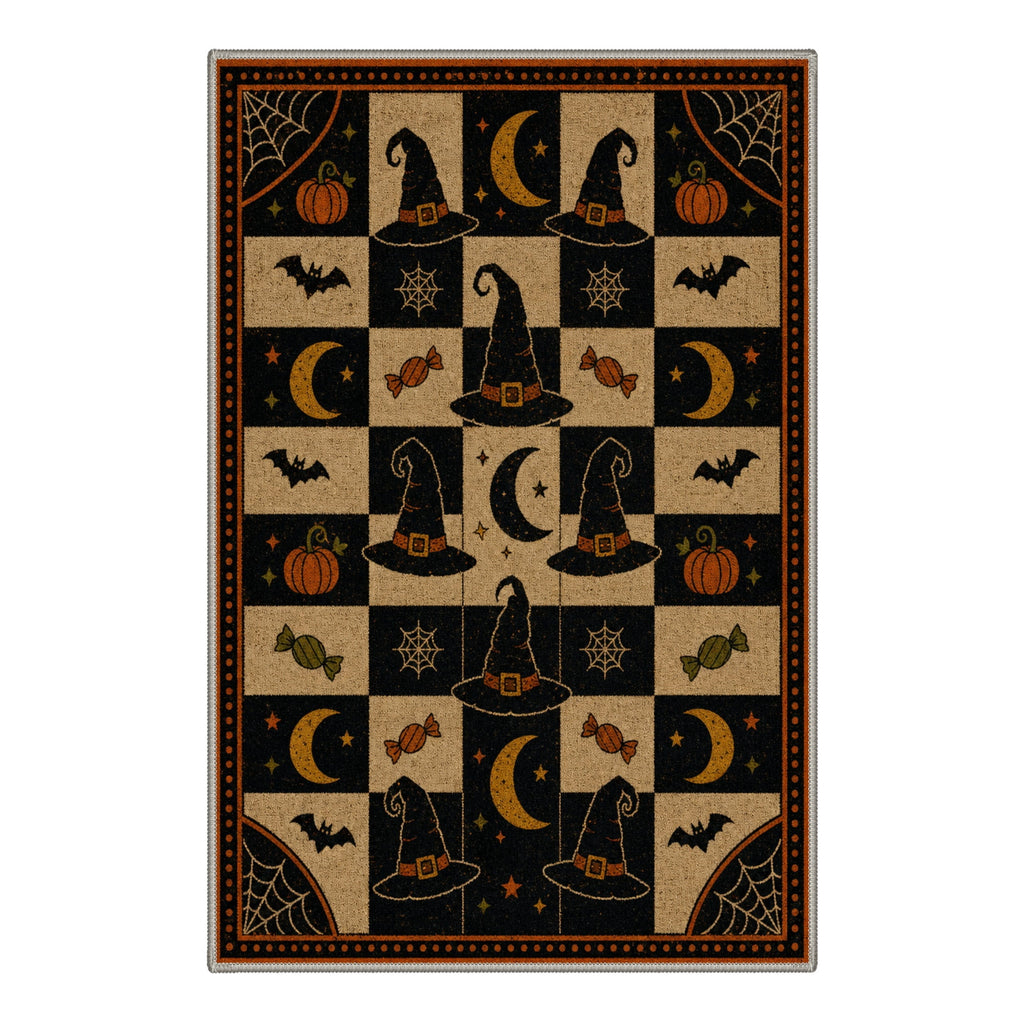 GENIMO 2'x3' Halloween Doormat, Washable Non Slip Soft Gothic Castle Outdoor Door Mat for Front Door Covered Porch Patio Entryway, Antique Gold