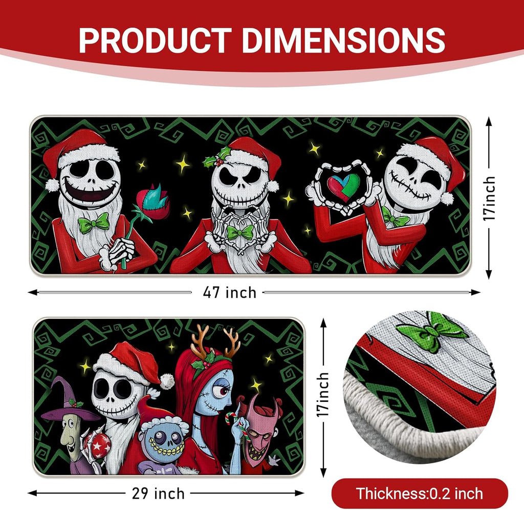 Jack Skeleton Door Mat 30x17 inch, Nightmare Christmas Welcome Doormat, Nightmare Christmas Gfits, Nightmare Christmas Decor