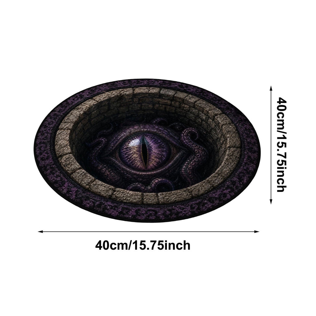 Win s Way 3D Illusion Round Halloween Rug Optical Illusion Doormat Non- Washable Entryway Decor Spooky Fall Front Door Mat for Party Decoration Available in 15.8/23.6/31.5 Inch