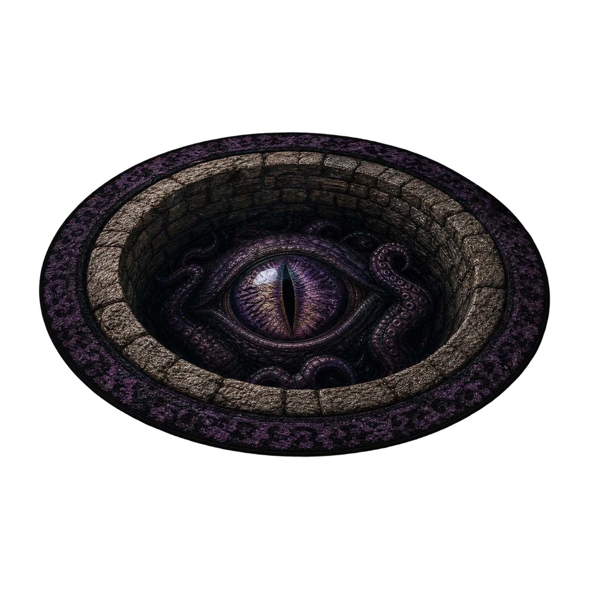 Win s Way 3D Illusion Round Halloween Rug Optical Illusion Doormat Non- Washable Entryway Decor Spooky Fall Front Door Mat for Party Decoration Available in 15.8/23.6/31.5 Inch