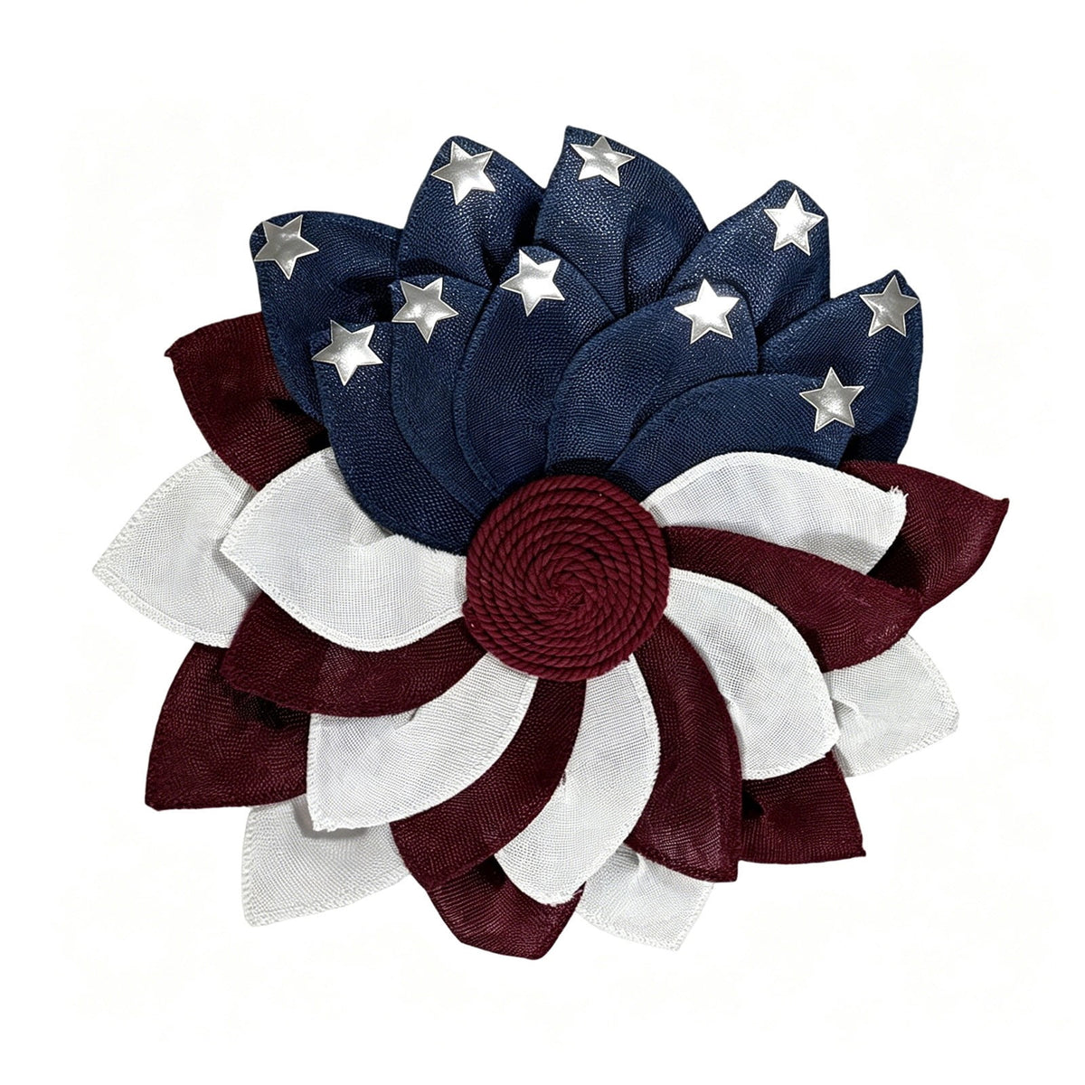 AZXY 20 Inch 4th of July Patriotic Wreath, Red White Blue Mesh Wreath with American Flag Star & Stripe Ribbons, Patriotic Americana Decor for Independence Day Memorial Day Front Door Indoor Outdoor
