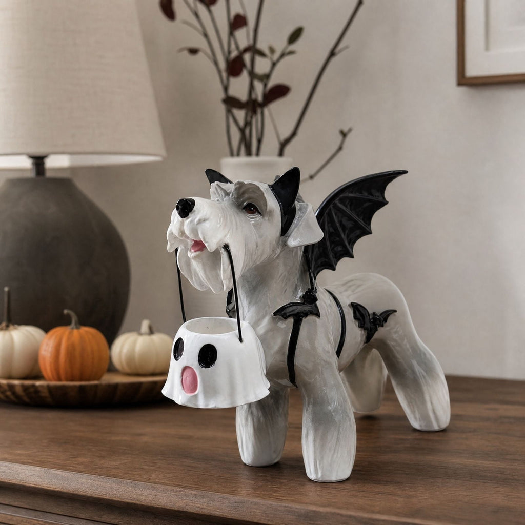 2026 New Halloween Light‑Up French Bulldog Figurine, Shark Outfit Dog Statue with Glowing Pumpkin, Waterproof Resin Table Holiday Decorations, Cute Spooky Halloween Decorations for Porch Yard Home