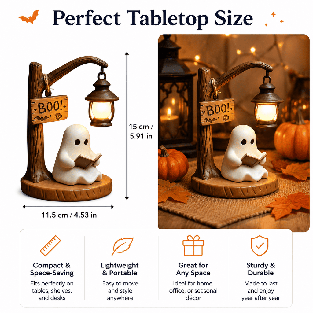 Diceymbol 11.81 Inch Halloween Ghost Night Light, Witch Hat Ghost Lamp with Jack O Lantern, Halloween Decorations Indoor for Table Mantel Party Decor