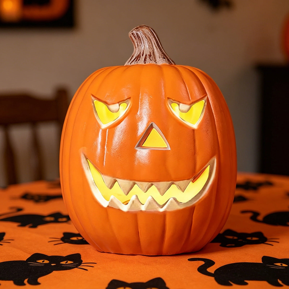 LEFXSMR Pumpkin Light, Glowing Large Plastic Pumpkin Decor with Led Lights, Waterproof Halloween Light for Yard Garden Outdoor Indoor Decor
