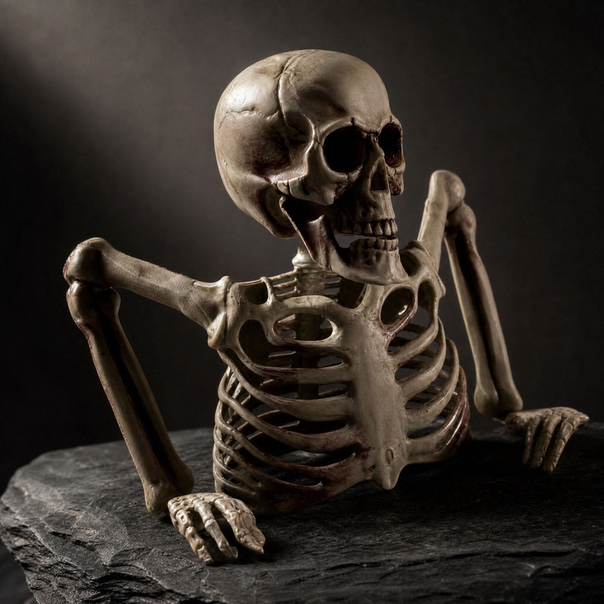 Halloween Ground Breaker Plastic Half Body Skeleton Decor Outdoor Yard Lawn, 8.66 × 9.45 in