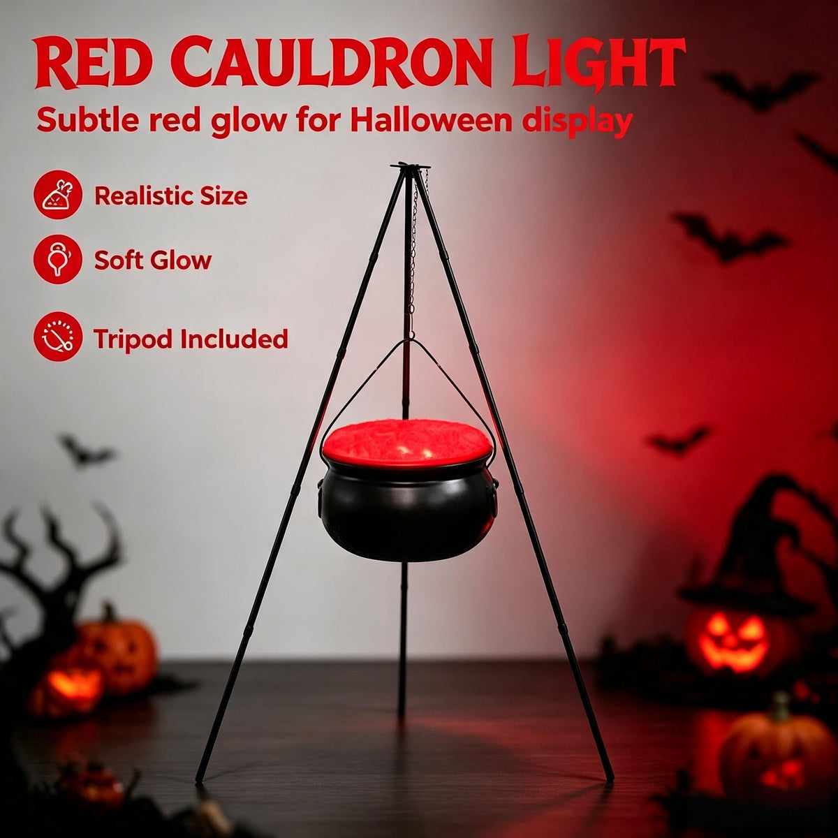 Muecwrye Halloween Decorations Outdoor, Halloween Clearance! Halloween Witches Cauldron on Tripod with Lights, DIY Bubbling Cauldron Set Decor for Home Porch Outside, Halloween Party Supplies