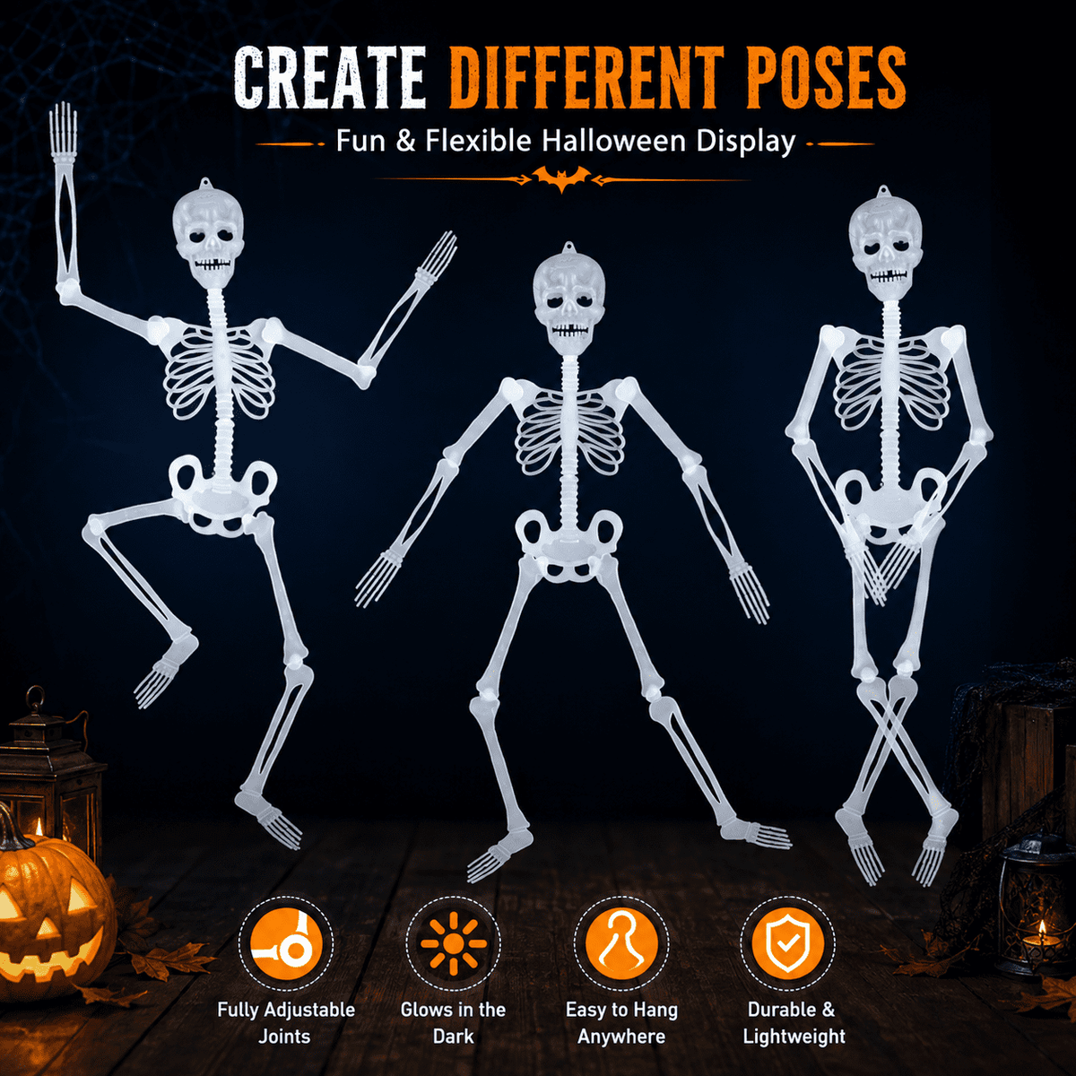 Life Size Skeleton 3 ft Luminous Halloween Skeleton Life Size Skeleton Poseable