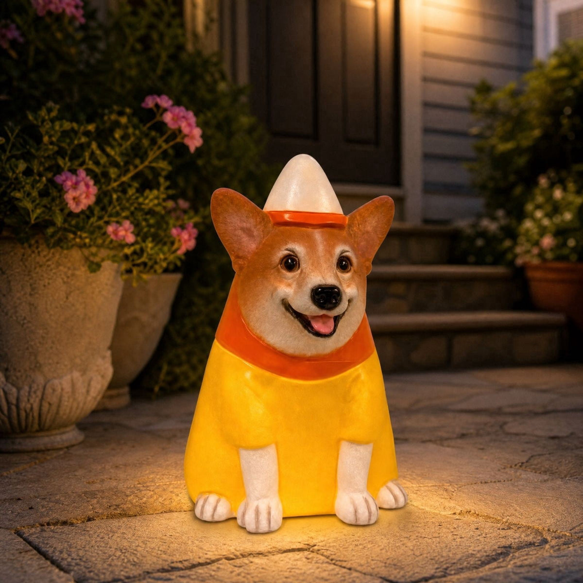 2026 New Halloween Light‑Up French Bulldog Figurine, Shark Outfit Dog Statue with Glowing Pumpkin, Waterproof Resin Table Holiday Decorations, Cute Spooky Halloween Decorations for Porch Yard Home