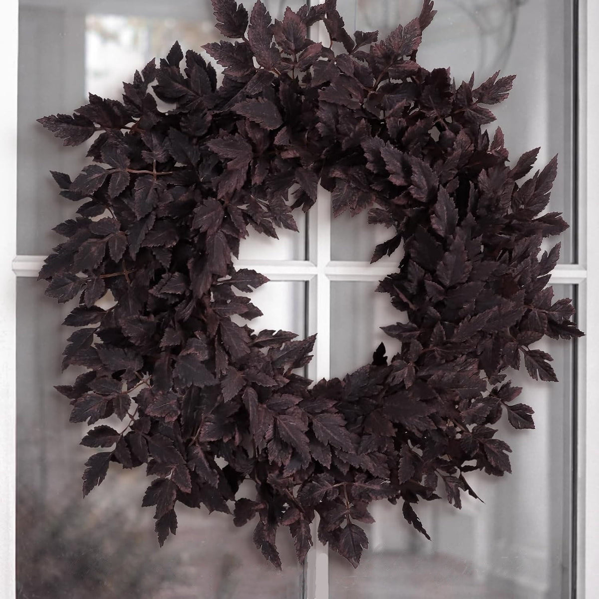 Fall Wreath 24 Inch Cimicifuga Leaves For Front Door Halloween Decor