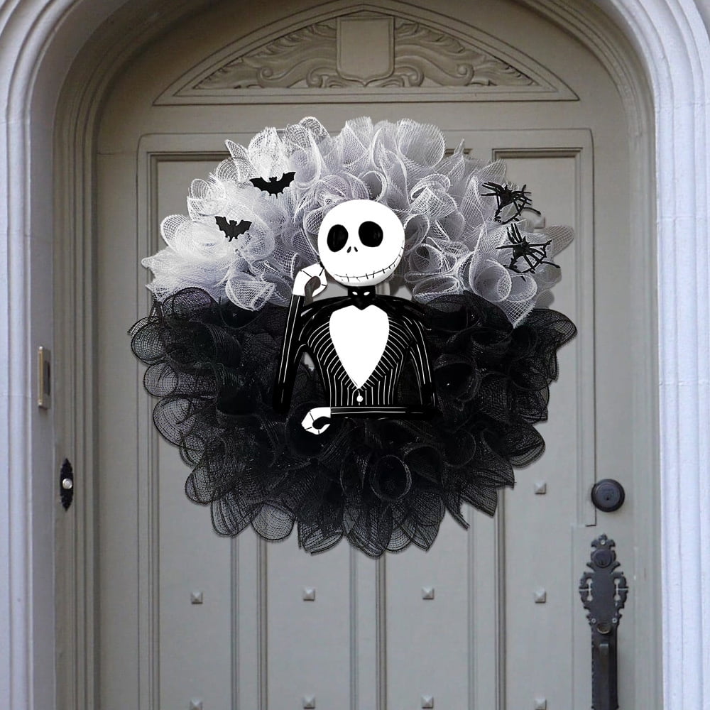 15.7" Halloween Party Skull Jack Wreath Horror Front Door Home Decor Garland Atmosphere Hanging Ring