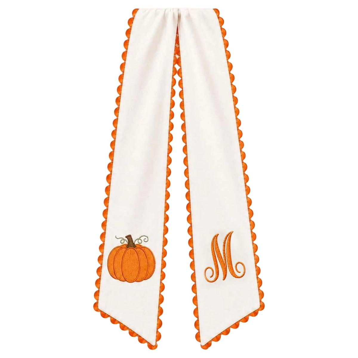 erdimoy Fall Pumpkin Monogram Wreath Sash, 50 Inch Embroidered Wreath Ribbon with Pom Pom Trim, Autumn Harvest Front Door Wreath Decor for Thanksgiving Halloween