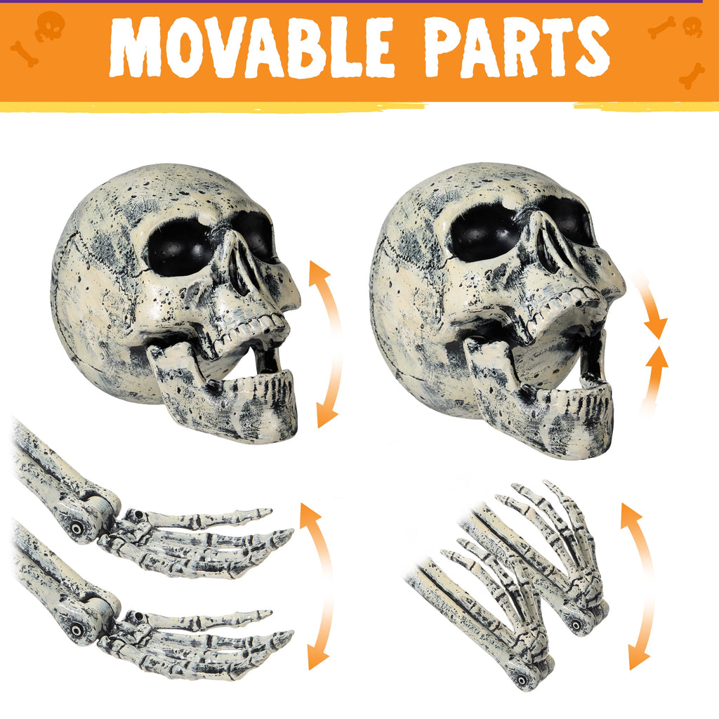 Joyfy 3 Pack 3D Halloween Skull Head Pathway Lights Decorations Outdoor, Battery Operated Spooky Skeleton Decor with 3 Stakes for Home Front Porch Yard Decor