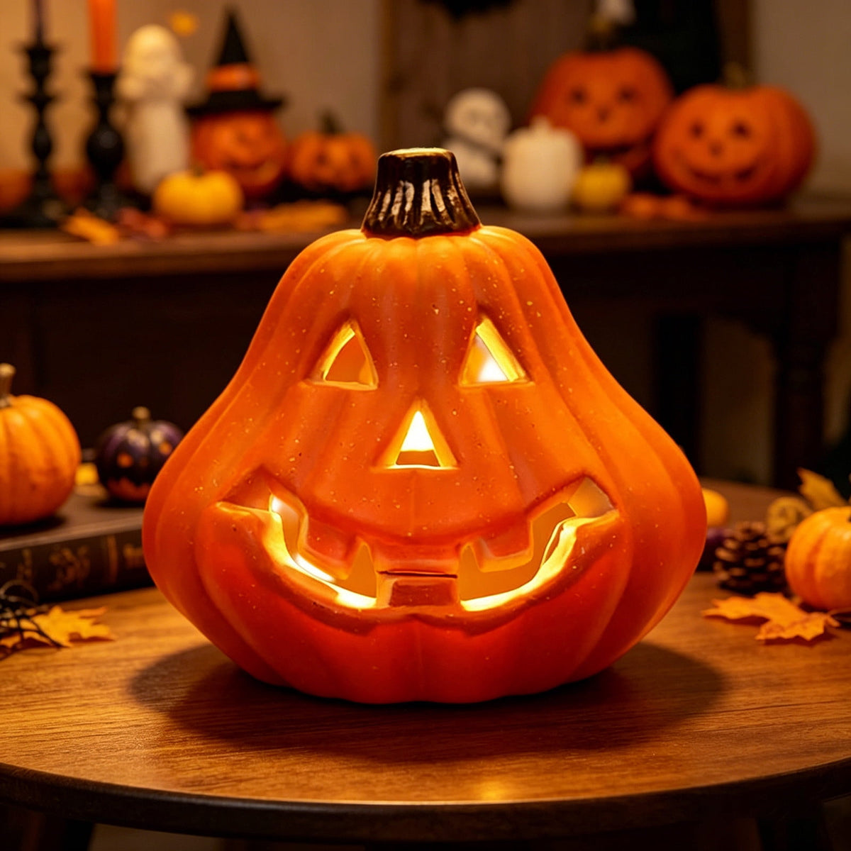 LEFXSMR Pumpkin Light, Glowing Large Plastic Pumpkin Decor with Led Lights, Waterproof Halloween Light for Yard Garden Outdoor Indoor Decor
