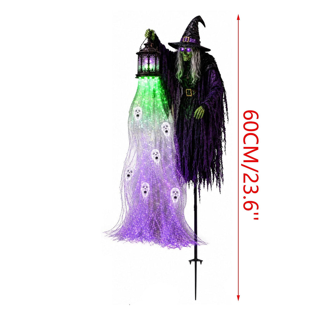 Solar Halloween Metal Moon Black Cat Garden Stake with LED Pumpkin Lantern, Light Up Star Bat Yard Decor Stake, Spooky Outdoor Lawn Pathway Halloween Decoration
