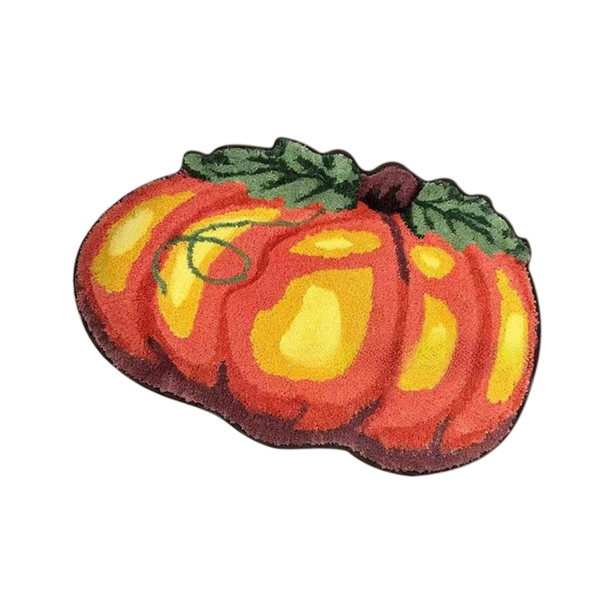 yulier Fall Pumpkin Bathroom Rug, Pumpkin Shape Bath Mat, Non-Slip Soft Kitchen Mat Doormat Orange Floor Mat Fall Decor, 24x16 Inch